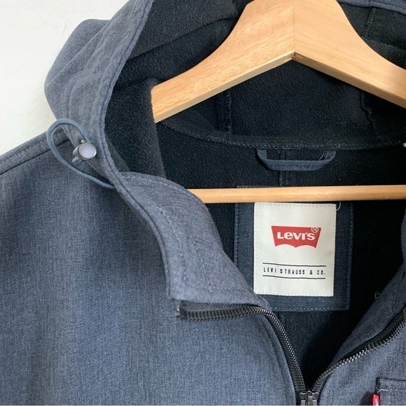 Levi’s Fleece Lined Hooded Trucker Jacket Mens XXL Navy Blue - Picture 8 of 16